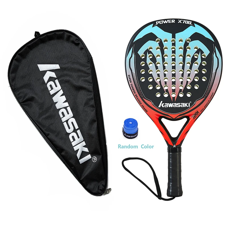 

New Kawasaki Padel Tennis Carbon Fiber Soft EVA Face Tennis Paddle Racquet Racket with Padel Bag Cover With Free Gift X700