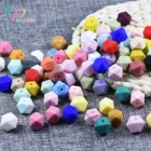 Бусины из пищевого силикона, 100 шт., Силиконовые бусы для прорезывания зубов шестигранники, 14 и 17 мм, силиконовый жевательный дюйма