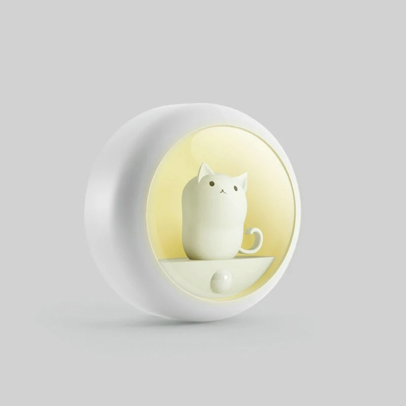 

Creative Cat Smart LED Night Light PIR Motion Sensor USB Rechargeable Bedside Lamp for Room Hallway Pathway Toilet Decor