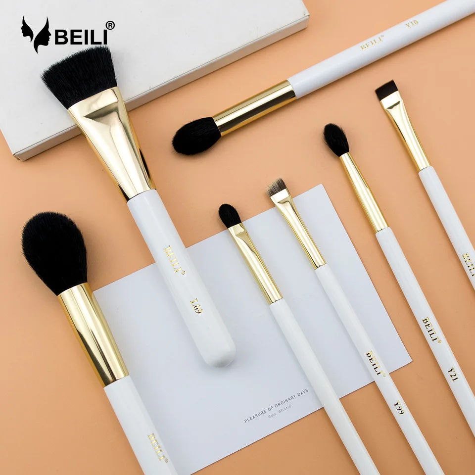 BEILI 7 шт. набор кистей для макияжа жемчужно белый золотой XGF основа из козьей