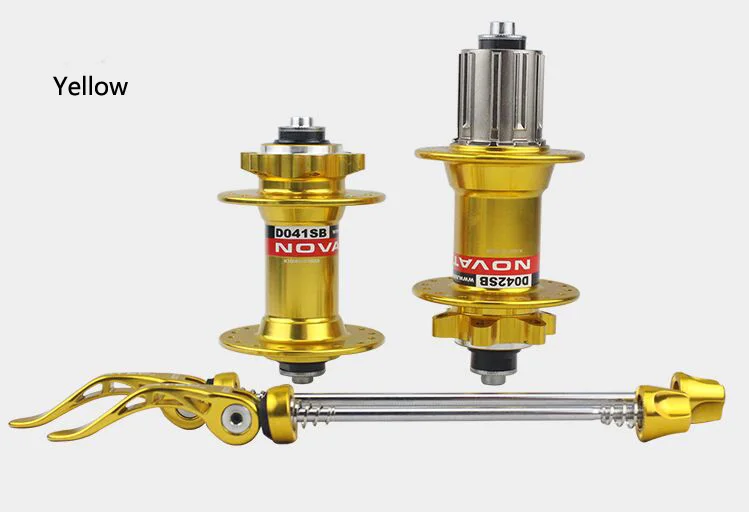 yellow 32 holes Novatec велосипедная ступица MTB D041SB D042SB горный велосипед втулки передние+ задние+ быстросъемный комплект дисковых подшипников 28 32 36 отверстий - Цвет: yellow 32 holes