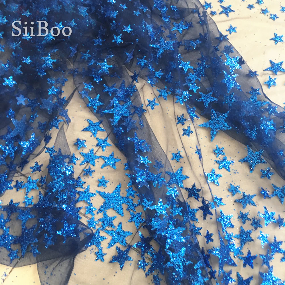 Роскошная серебристая синяя черная звезда металлическая бронзовая сетка