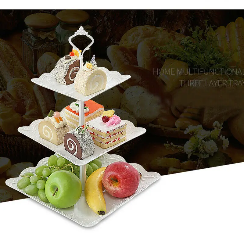 3-уровневый белый овальный поднос для закусок держатель торта свадебные тарелки