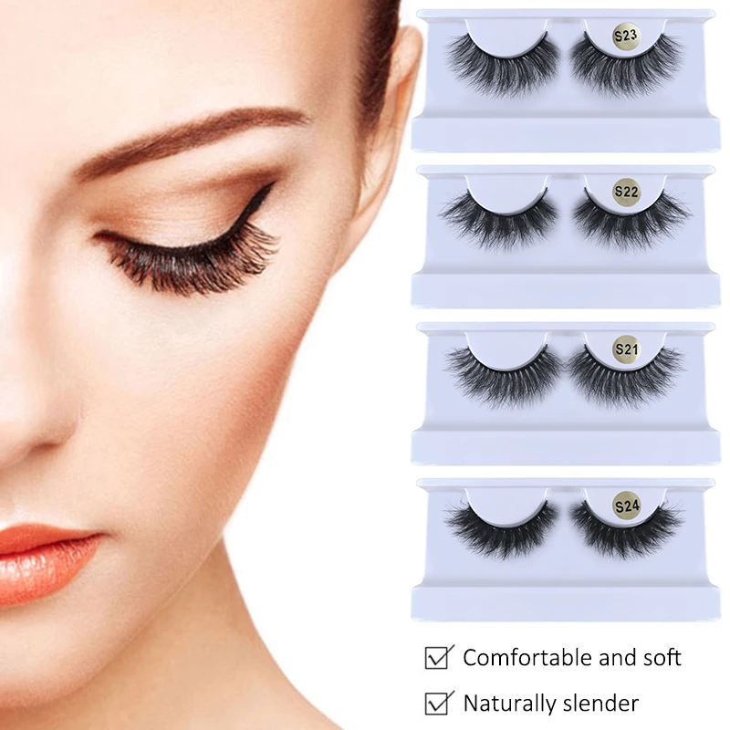 

A pair 3D Mink Lashes Natural Bushy False Eyelashes For Daily Wear Reusable Fluffy Fake Lashes Eye Makeup Accessories