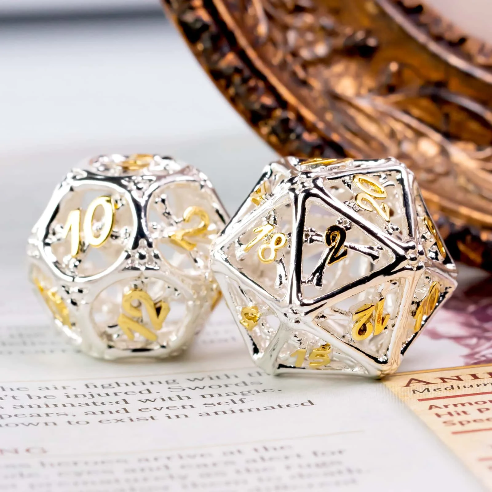 Cusdie полые металлические кости D &amp набор костей 7 шт. игральные DND многогранных для