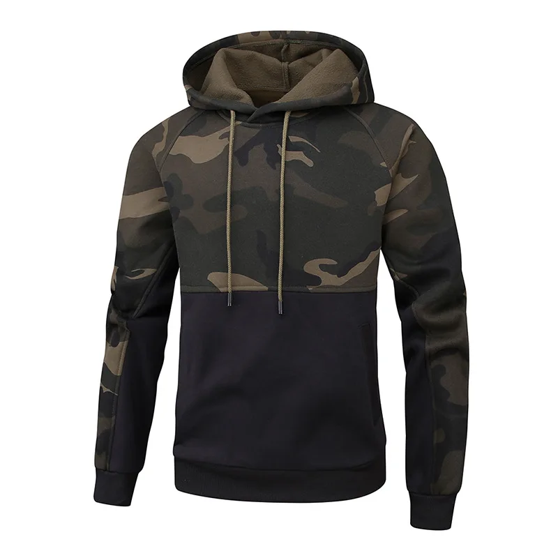 

Men's Warm Sweater Camouflage Color Matching Large Men's Cotton Padded Jacket Hoodie Casual Coat Plush