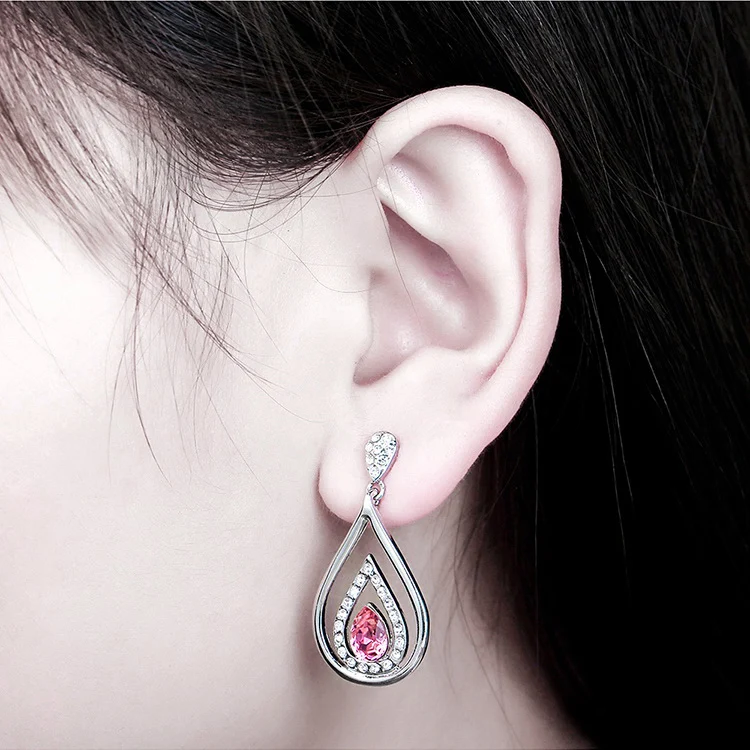 

Trendy Crystals From Swarovski Wedding Earrings For Women Silver Color Korean Rhinestone Dangle Earings Fashion Jewelry 2020