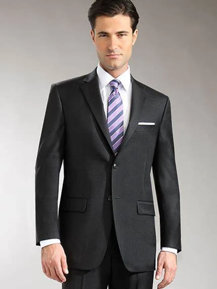 

Bespoke Mens Tuxedos Groom Wear 2021 Business Suits Dark Gray Formal Wool Bleed (Jacket+Pant)
