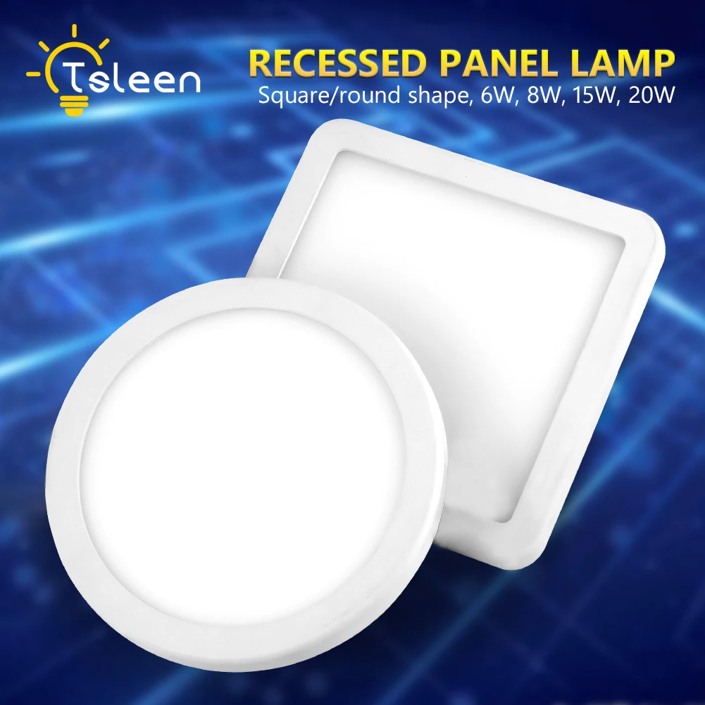 

Светодиодные панельные светильники, Круглый и квадратный потолочный светильник холодного белого цвета, потолочные лампы для гостиной, 6-20 В...