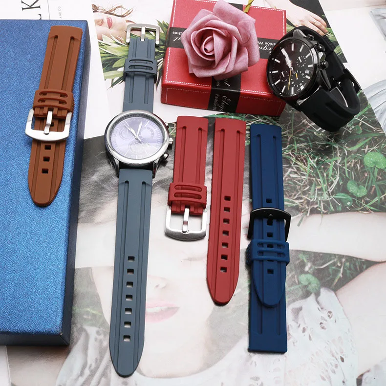 

Ремешок силиконовый для часов Mido Citizen Casio DW Series, мягкий резиновый браслет с пряжкой с язычком, 18 20 22 24 мм