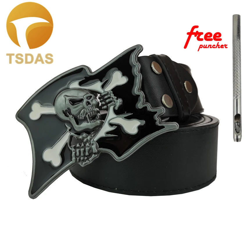 Черная пряжка для ремня с черепом металлической ковбойской головкой пряжкой на