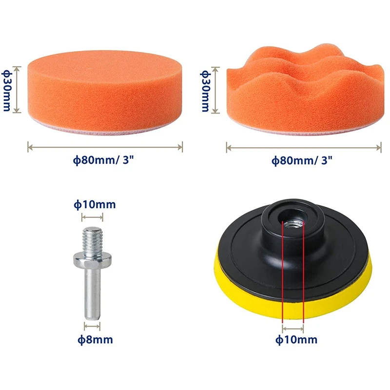 

24Pcs 3-in Polishing Pad Kit Sponge Buffing Pads for Car Foam Drill Car Care Polisher Buffing Kit for Waxing Polishing