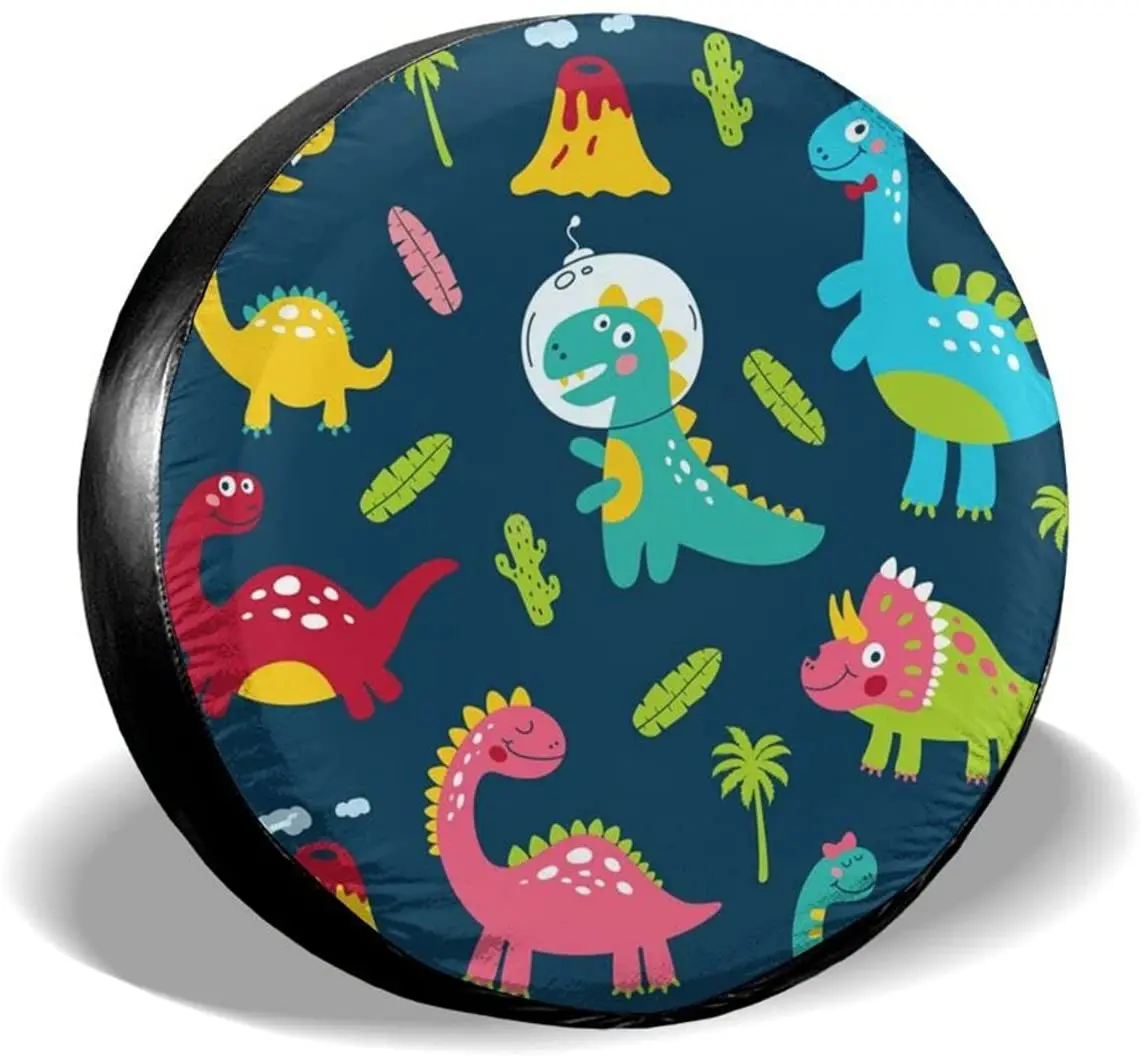 

"N/A" Children's Cute Dinosaur Print Spare Tire Cover Tire Covers Camping Waterproof Wheel Protectors for Camper