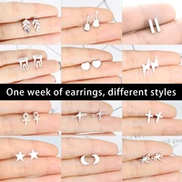 fashion earrings set moon star earrings stud earrings heart shaped round earrings geometry triangle earring corss earrings black