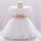 2021 г. Платья принцессы для маленьких девочек детское платье для одного года бант с пайетками Хлопковые Платья с трехмерными лепестками для девочек, От 1 до 5 лет