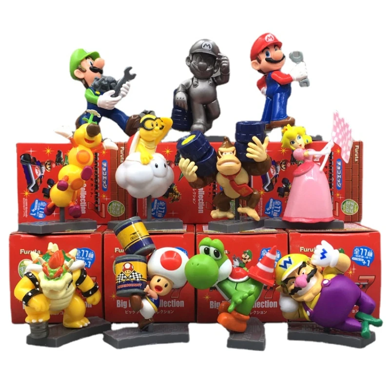 

11 шт./компл. Супер Марио зеленый сокровище гриб Персик Принцесса Луиджи Ослик Конг ПВХ игрушка фигурки Модель детский подарок на день рожден...
