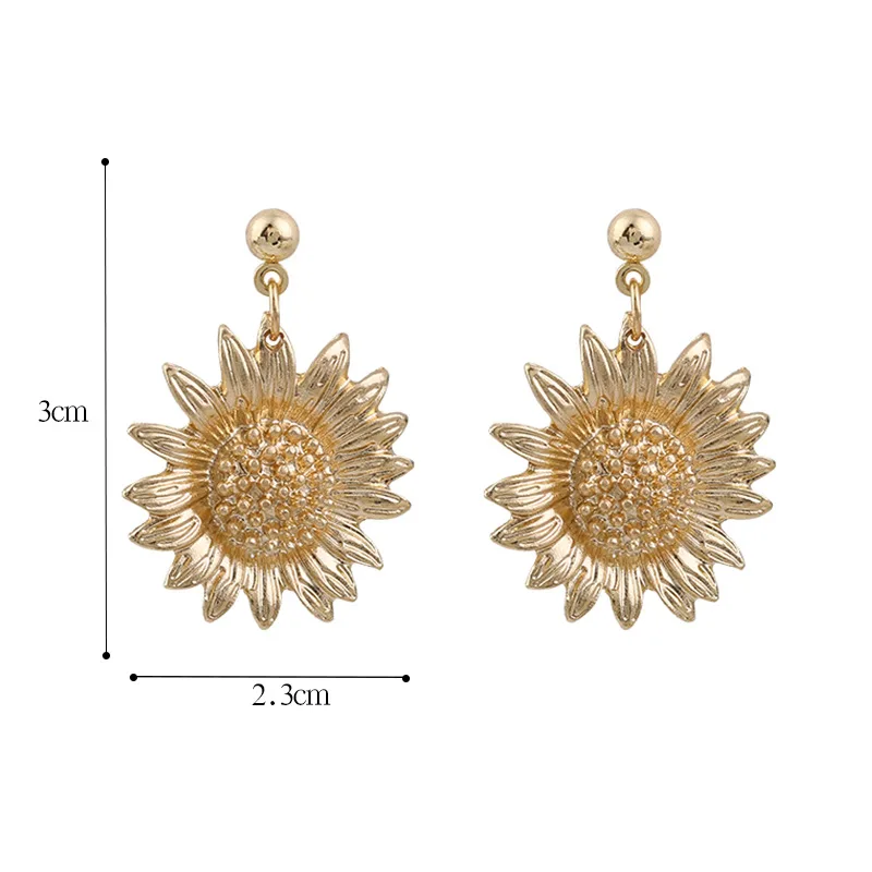 

Vintage Gold Color Metal Flower Sunflower Drop Earrings For Women Girls Dangle & Clip On Earrings No Piercing Fashion Jewelry