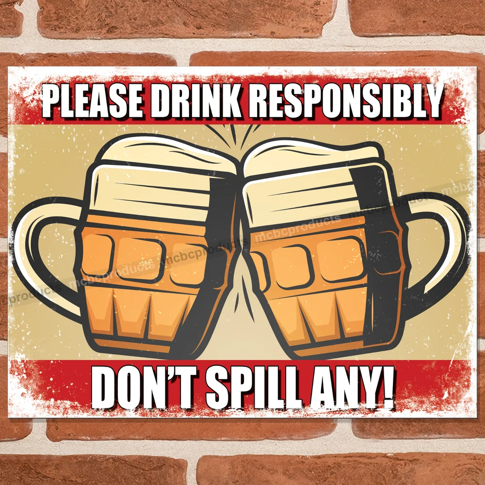 

DON'T SPILL ANY Funny Metal Signs Pub Bar Mancave Retro Beer Plaque Tin Sign UK