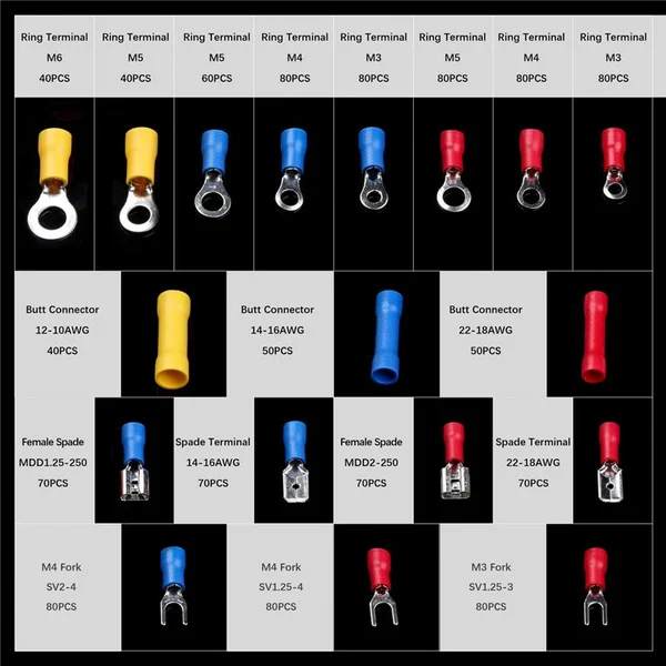 280/480/1200PCS Assorted Wire Crimp Terminals Electrical Connectors Kit Or 1PC Crimper | Обустройство дома