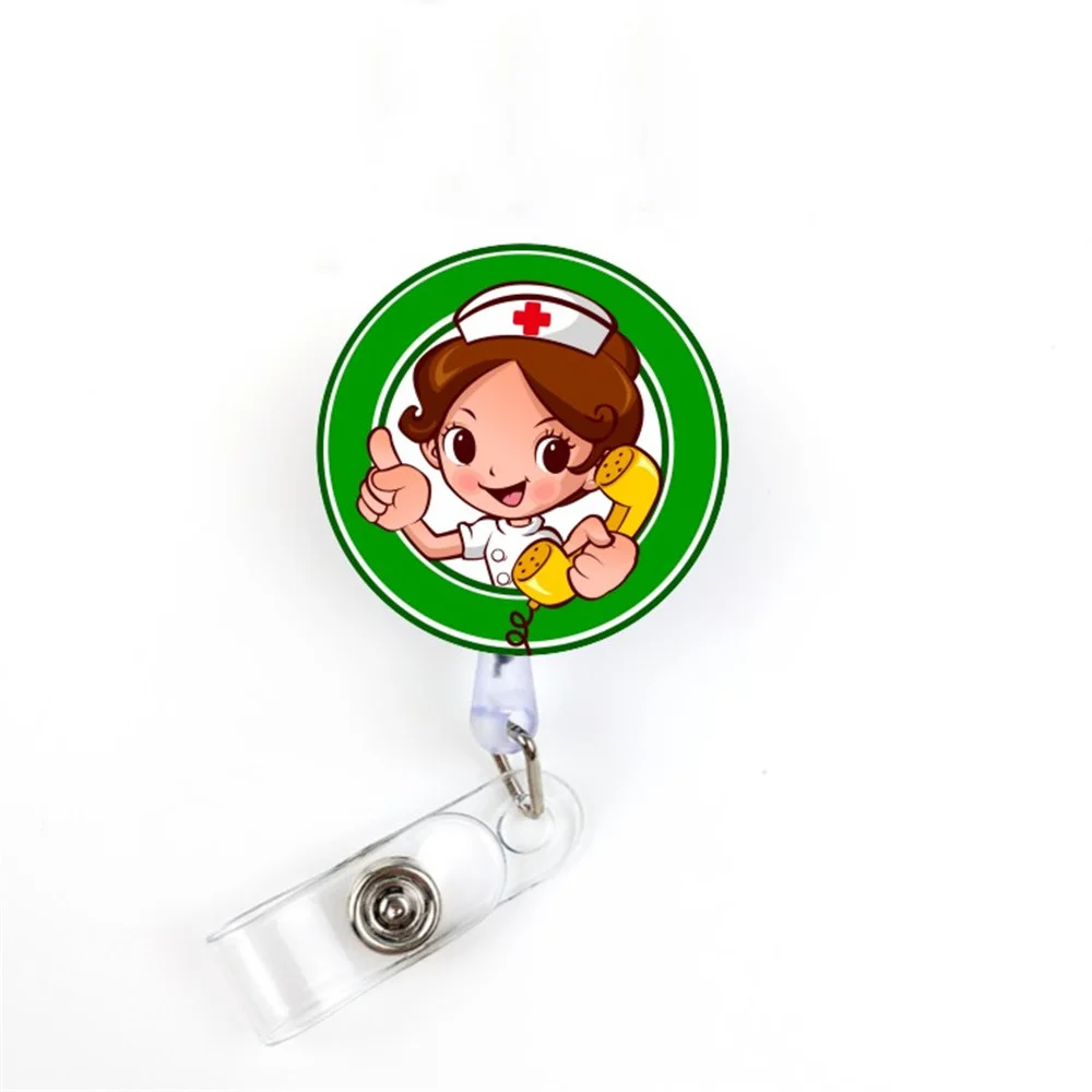 Милый мультяшный выдвижной значок катушка доктор медсестра Pull ID имя держатель