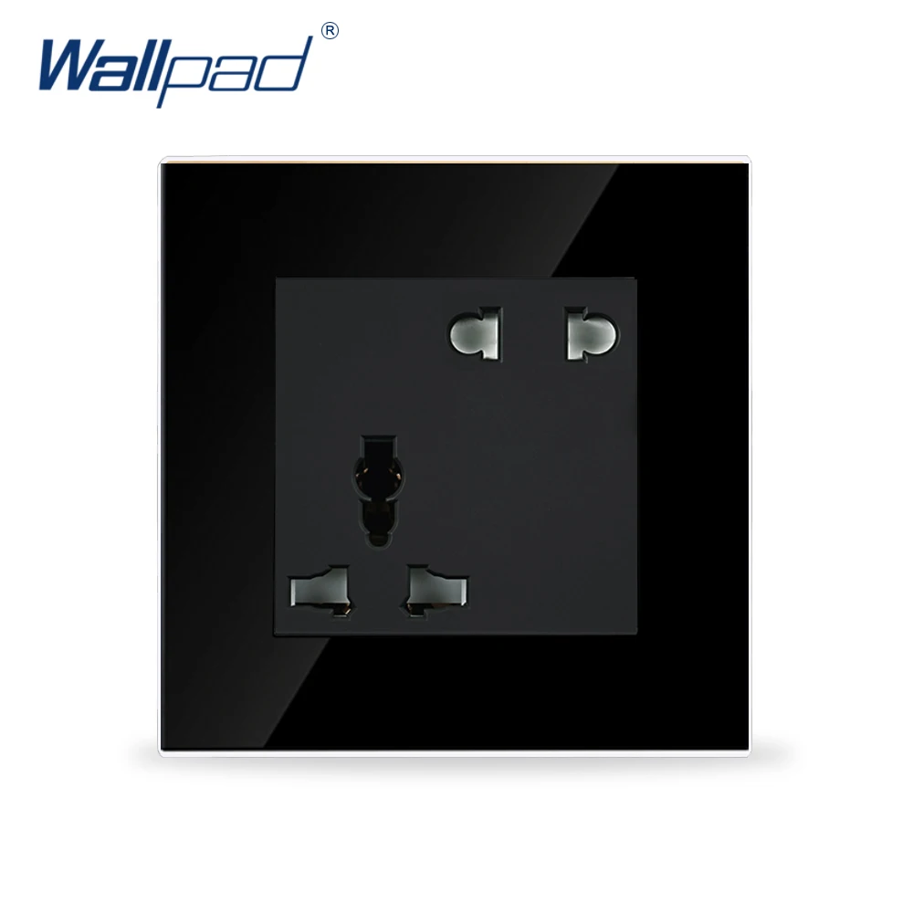 5 контактов универсальная розетка Wallpad стеклянная стандарта Великобритании 110v-250v
