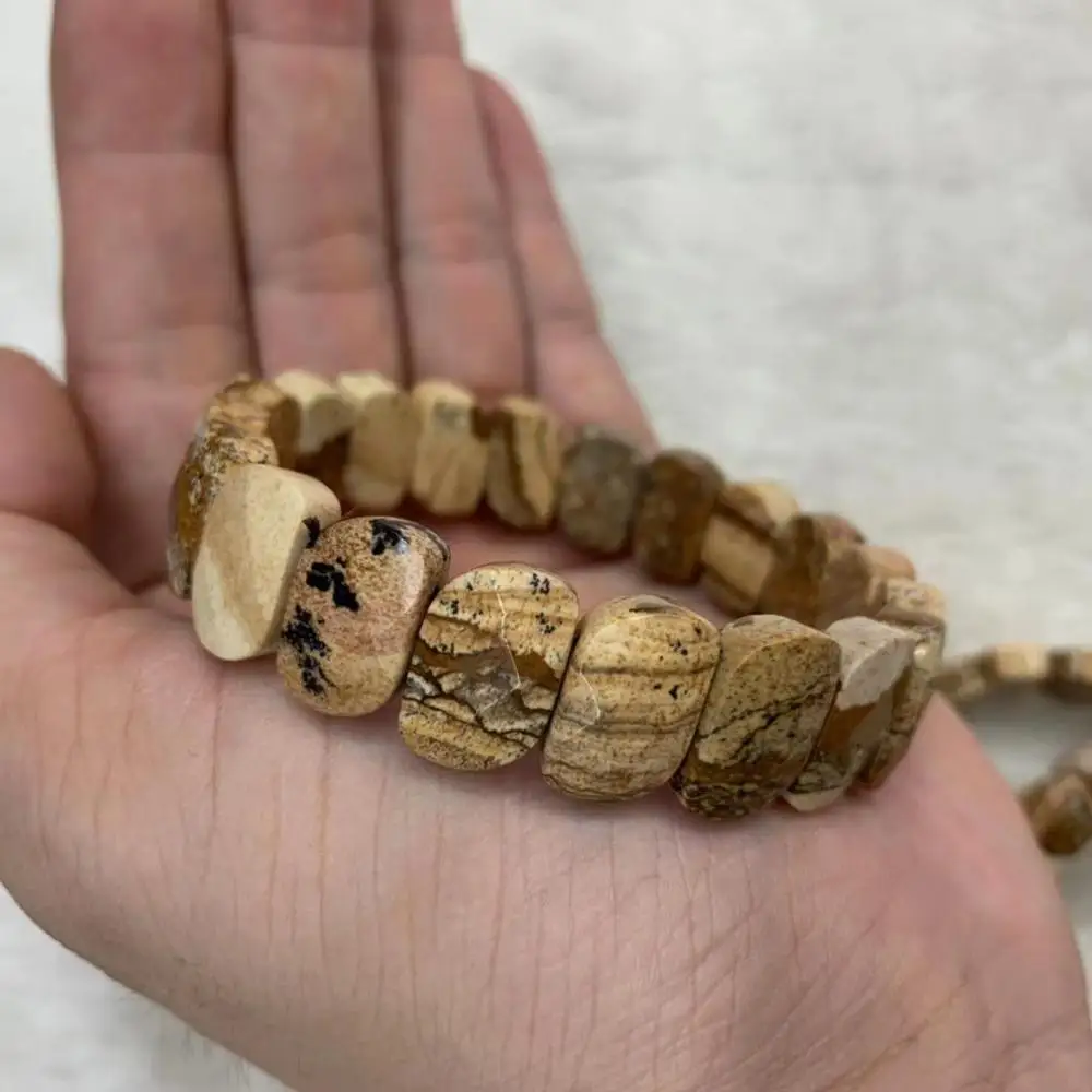 Браслет из натурального камня с бусинами яшмы | Украшения и аксессуары