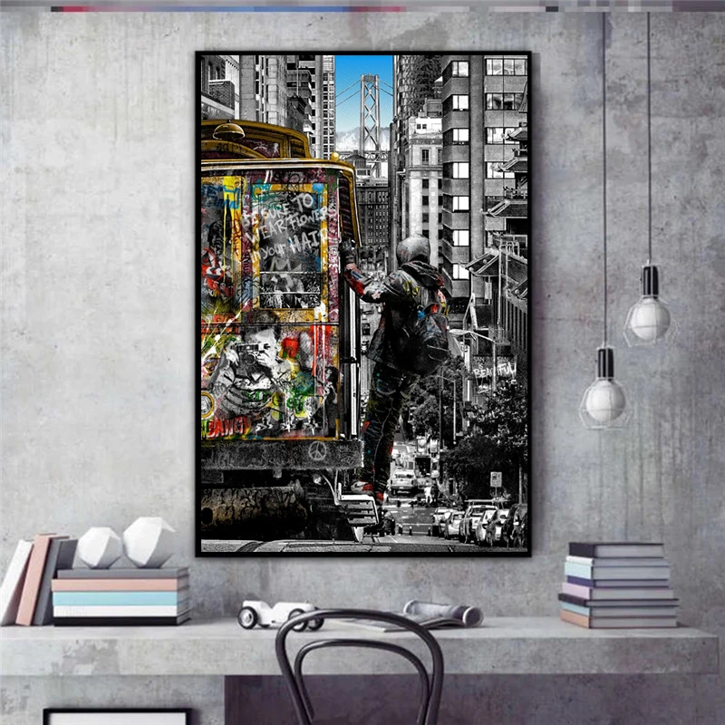 Бэнкси искусство САН-ФРАНЦИСКО Красивая Картина на холсте постеры и принты поп-уличное искусство гостиная домашний декор картины