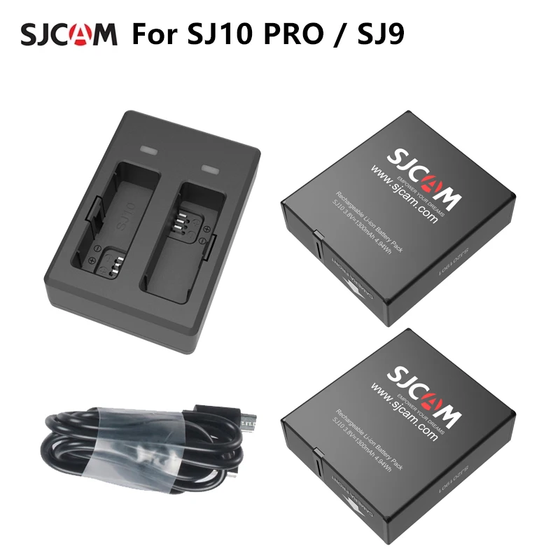 

New SJCAM SJ10 PRO Dual Charger 1300mAh Li-ion Battery For SJCAM SJ9 STRIKE SJ9 Series SJ10 PRO SJ10X 4K Action Camera