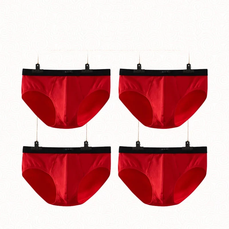 4Pcs/Lot Men's Triangle Underwear Pure Cotton Breathable And Comfortable Youth Plus Size Medium Waist Underpants