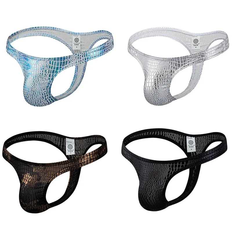 

Men Thongs G-strings Jockstrap PU Leather Shiny Gay Underwear Clubwear Latex Panties Tanga Bikini Cueca Lingerie String Thongs