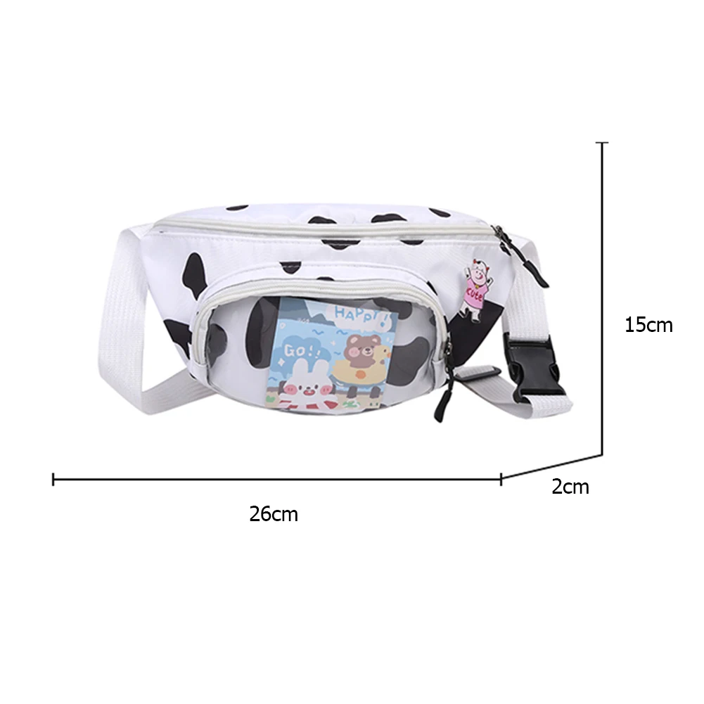 

Fashion Women Transparent Cow Pattern Printing Shoulder Crossbody Chest Bag Casual Ladies Small Handbags Fanny Packs Waist Bags