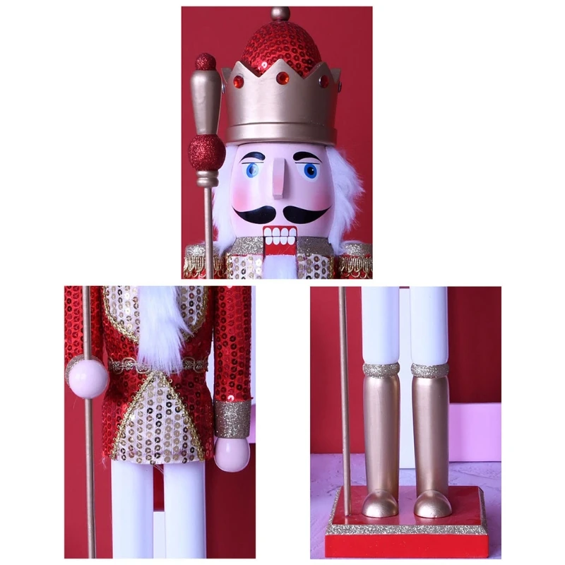 

Украшение для орехового ореха, солдат, блестки, король, марионетка, деревянные фигурки, Рождество