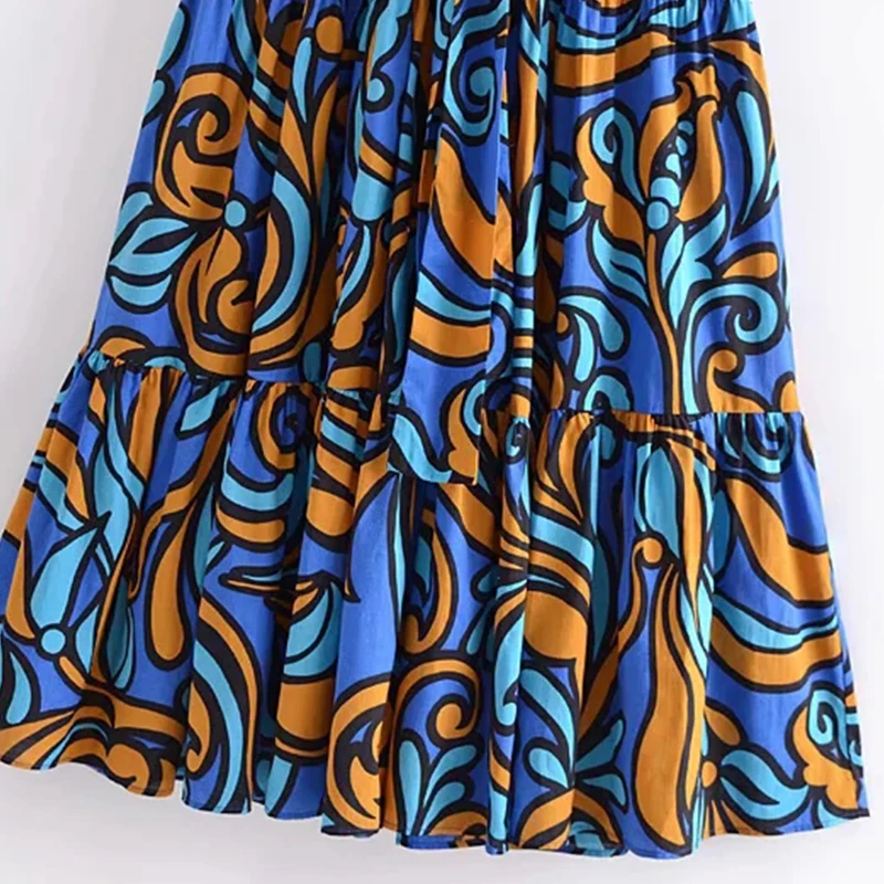 Za Femmes D'été Robes de Bandage Robe Mi-longue Imprimée Taille Haute Plage Vestidos Sexy Femmes Surdimensionné Robe Vintage Décontracté