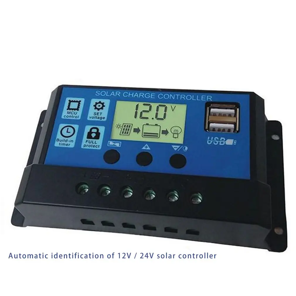 60A/50A/40A/30A/20A/10A Солнечный устройство зарядное контроллер 12V 24V режимы Auto Pwm Lcd