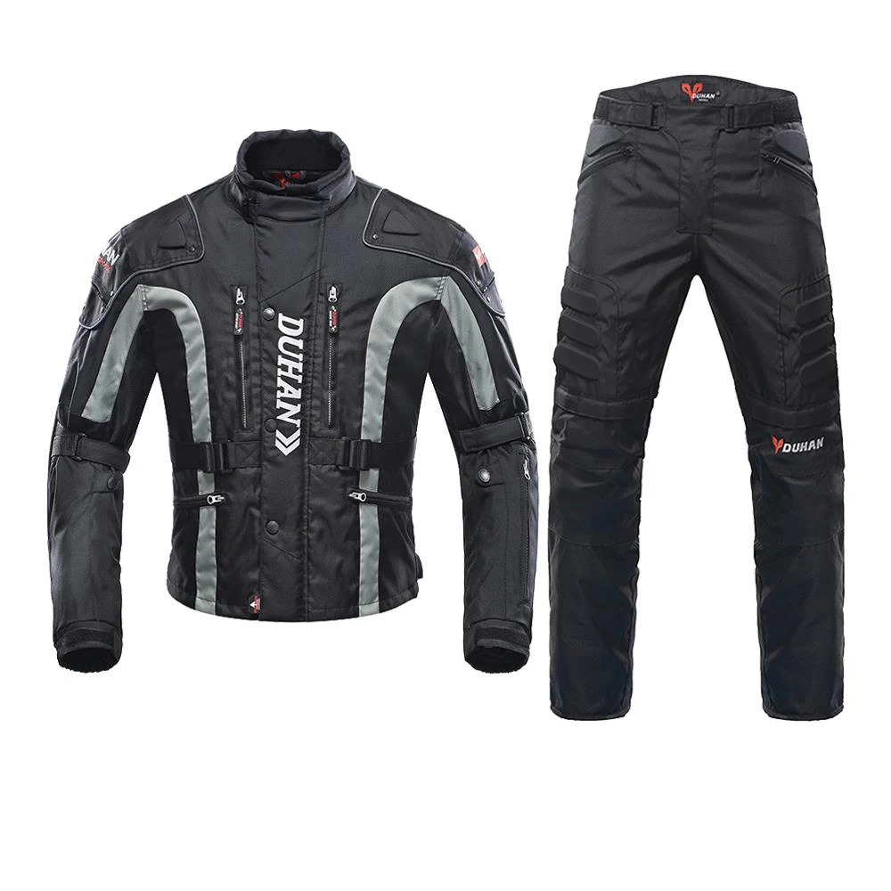 D-023-Suit-Black DUHAN осень зима морозостойкая Мотоциклетная Куртка Мото+ протектор мотоциклетные штаны мото костюм туристическая одежда защитный комплект - Цвет: D-023-Suit-Black