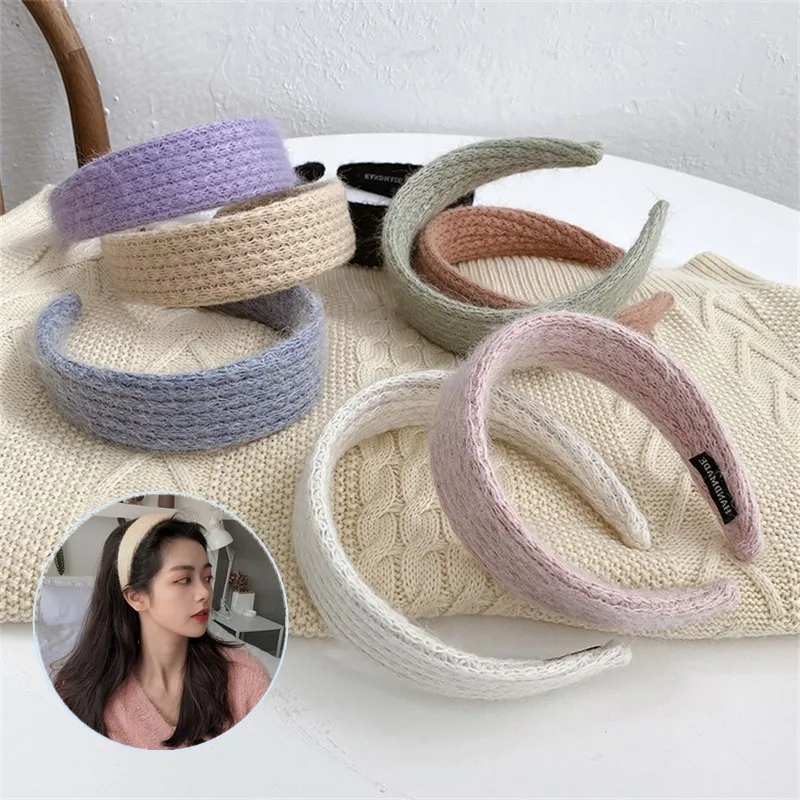 

1pcs New Wide Hair Bands for Women Headdress Solid Color Knitted Hairband Girls Hair Hoop Hairpin Accessories Headband