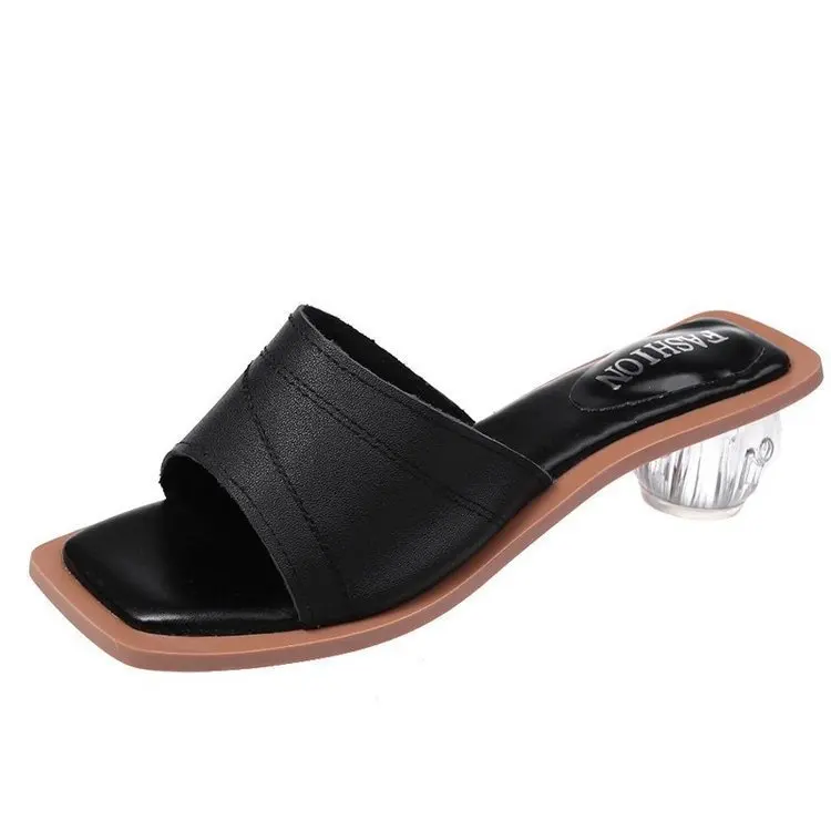 

Female Shoes Big Size Ladies' Slippers Square heel Women Heels Luxury Slides Beige Heeled Sandals Rubber Flip Flops Med 2021 Blo