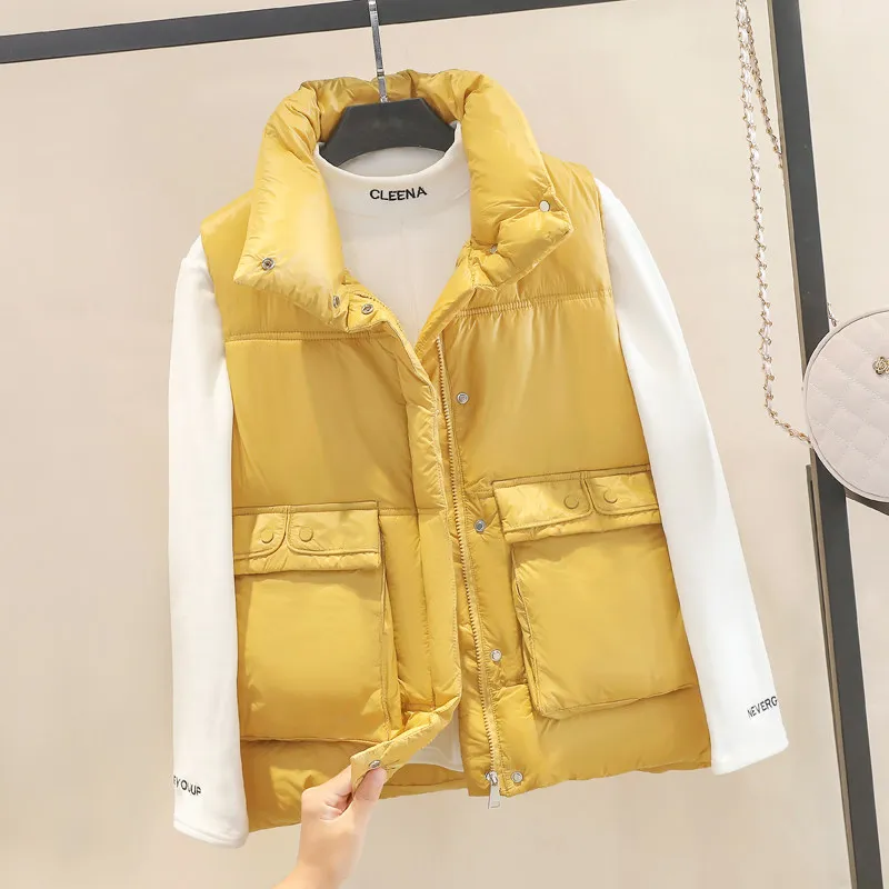 Женский Осенний жилет с воротником-стойкой теплый для женщин Chaleco Mujer Gilet Casaco Feminino