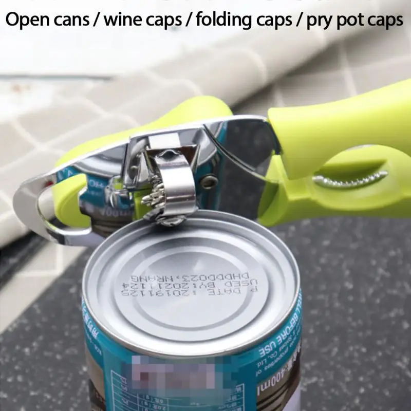 

1pc Stainless Steel Professional Safety Hand-actuated Can Opener Side Cut Easy Grip Manual Opener Knife For Cans Lid Kitchen
