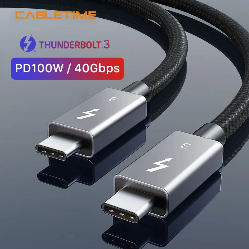 

Кабель CABLETIME Thunderbolt 3, 100 Вт, кабель PD, USB 3,1, Type C на Type C, кабель 40 Гбит/с, USB C Thunderbolt, кабель для Xiaomi N209