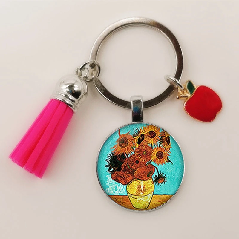 Модный очаровательный красный стеклянный кабошон с бахромой в виде яблока