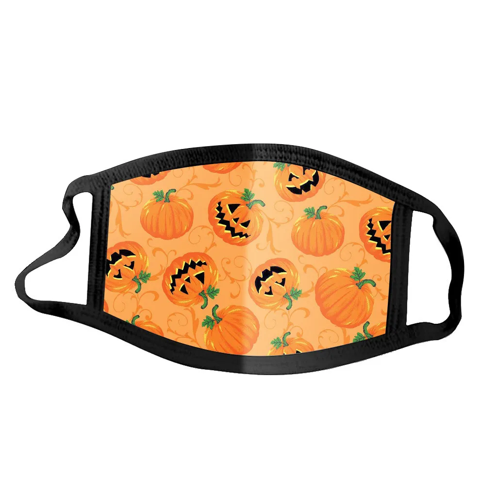 

1pc Halloween Print Dustproof Windproof Party Masks For Women Men Washable Reusable Facemask Filter Cover Mascherina Lavabile