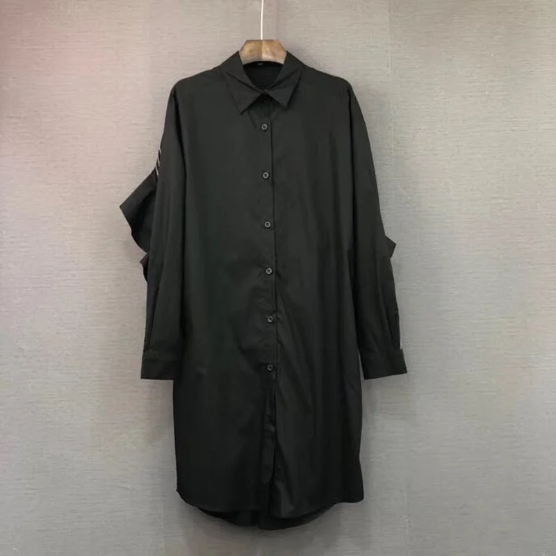 Blusas mujer de moda 2019 Новая женская модная белая длинная рубашка знаменитостей с