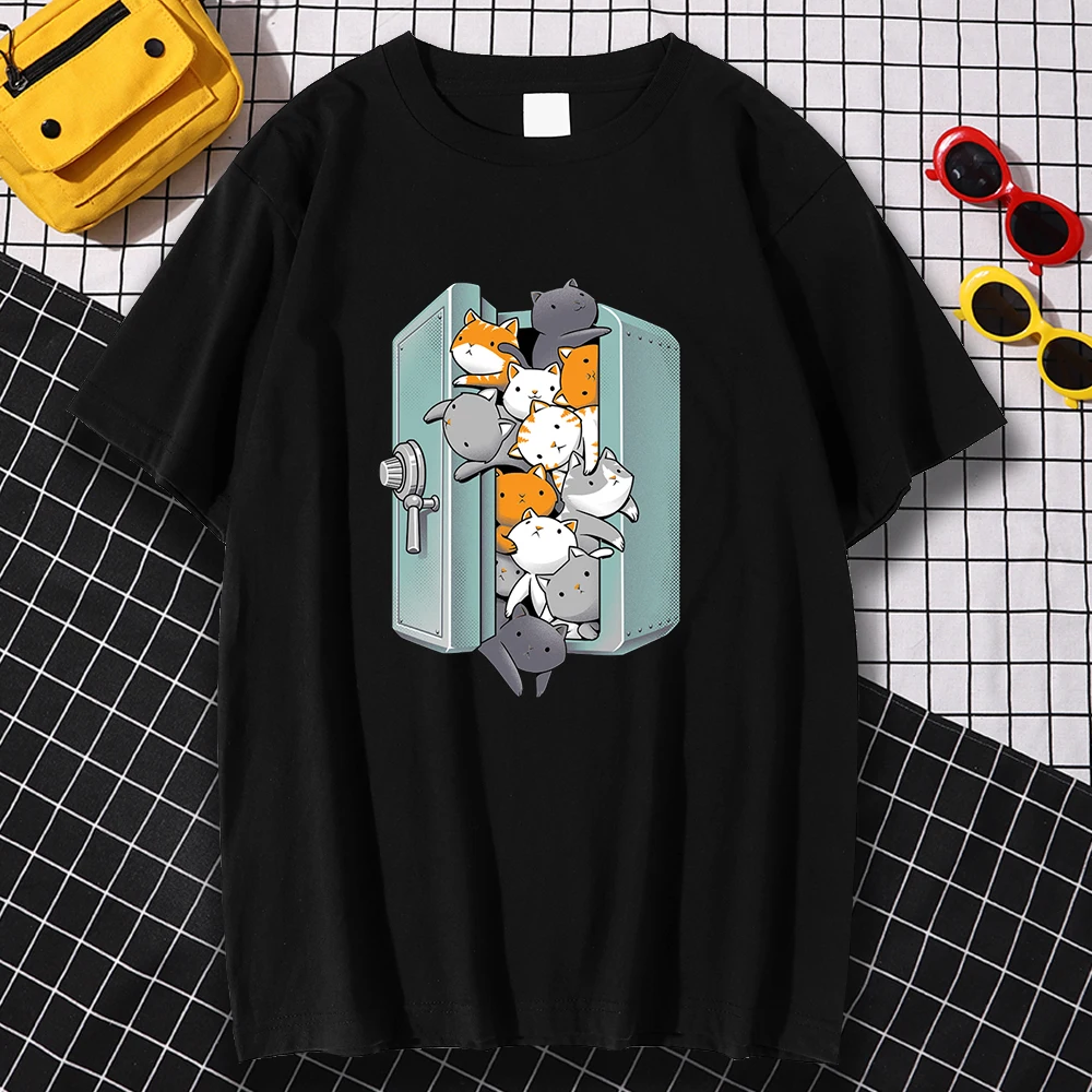 

Мужская футболка с круглым вырезом, с принтом в виде кота, большого размера, удобные футболки, футболка из дышащей ткани