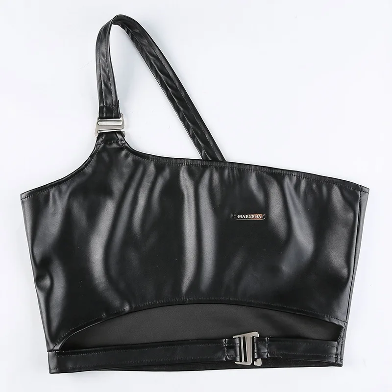 Женский жилет из искусственной кожи без рукавов с пряжкой в стиле Харадзюку|Топы|