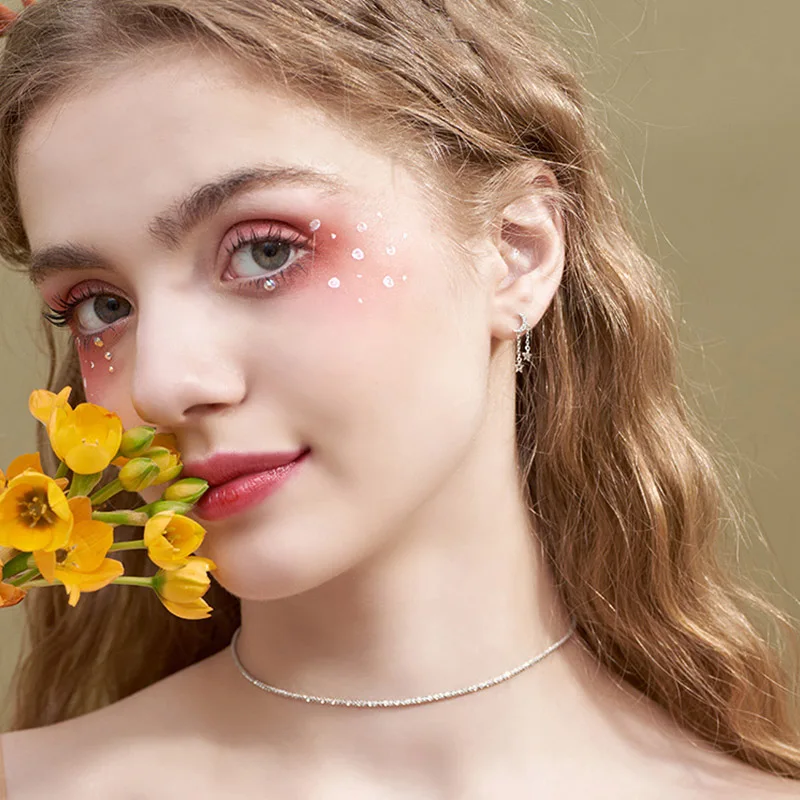 Женский чокер со звездами из стерлингового серебра 925 пробы короткое ожерелье с