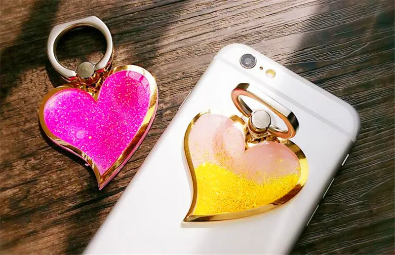 Жидкое сердце светящийся зыбучий песок палец кольцо смартфон подставка