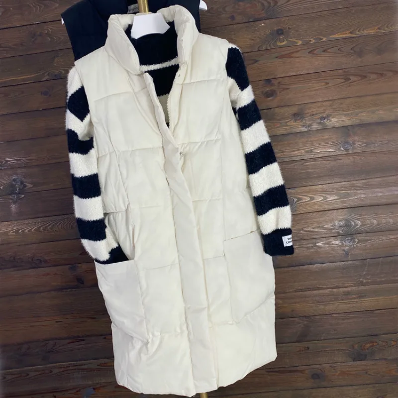 

2020 New set collar warm down cotton medium-length waistcoat women large pocket fashion waistcoat outside wearing vest