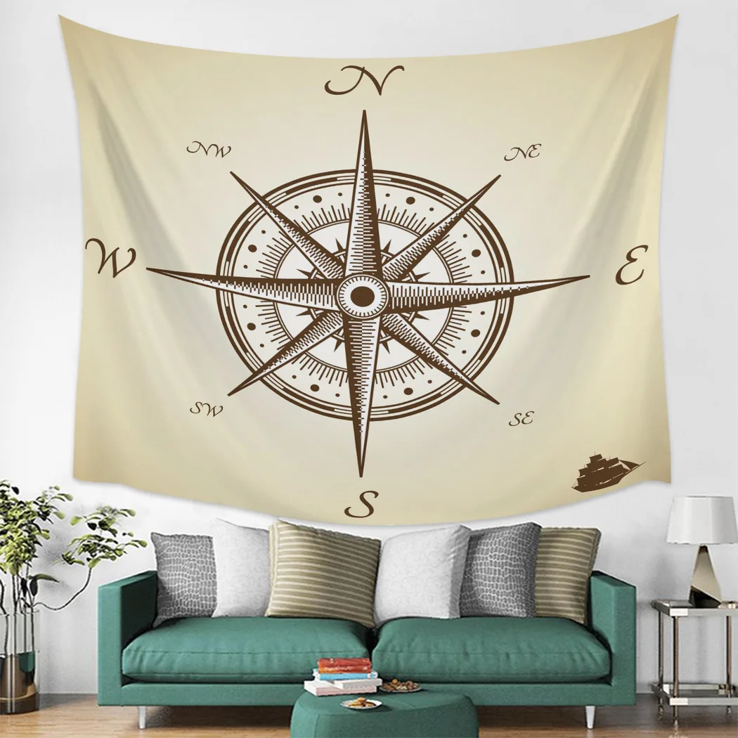 

Compass Vintage Style Tapestry Cover Beach Towel Picnic Yoga Mat Home Decoration