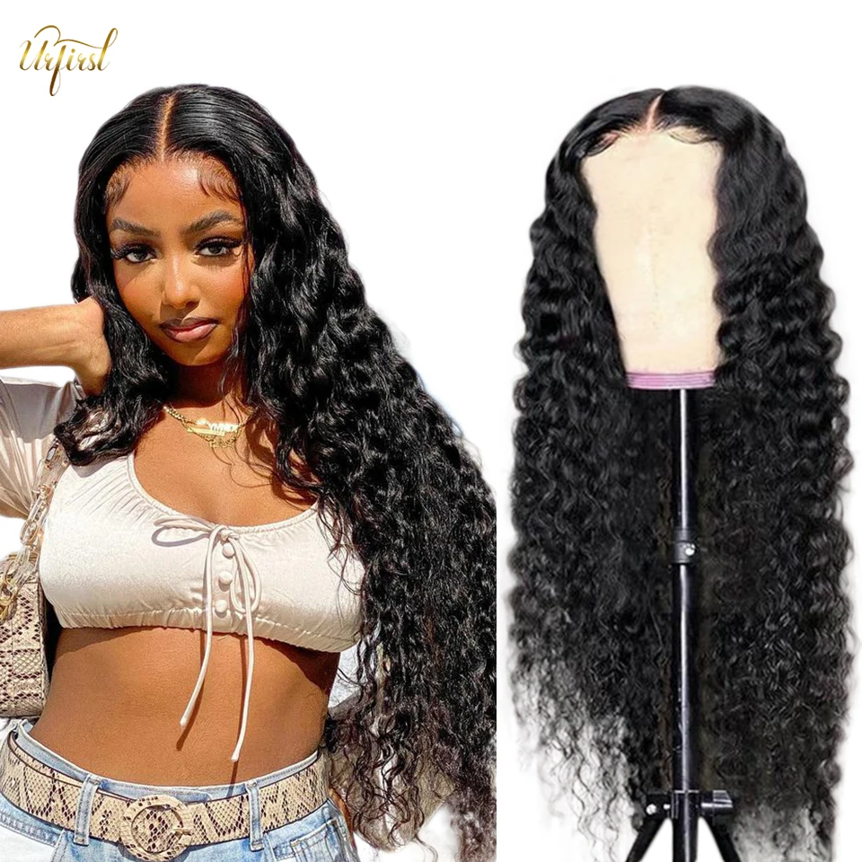 Deep Wave Lace Front Wig Peruvian 13x4 Lace Front Human Hair Wigs Transparent Lace Closure Wig For Black Women Remy Frontal Wig